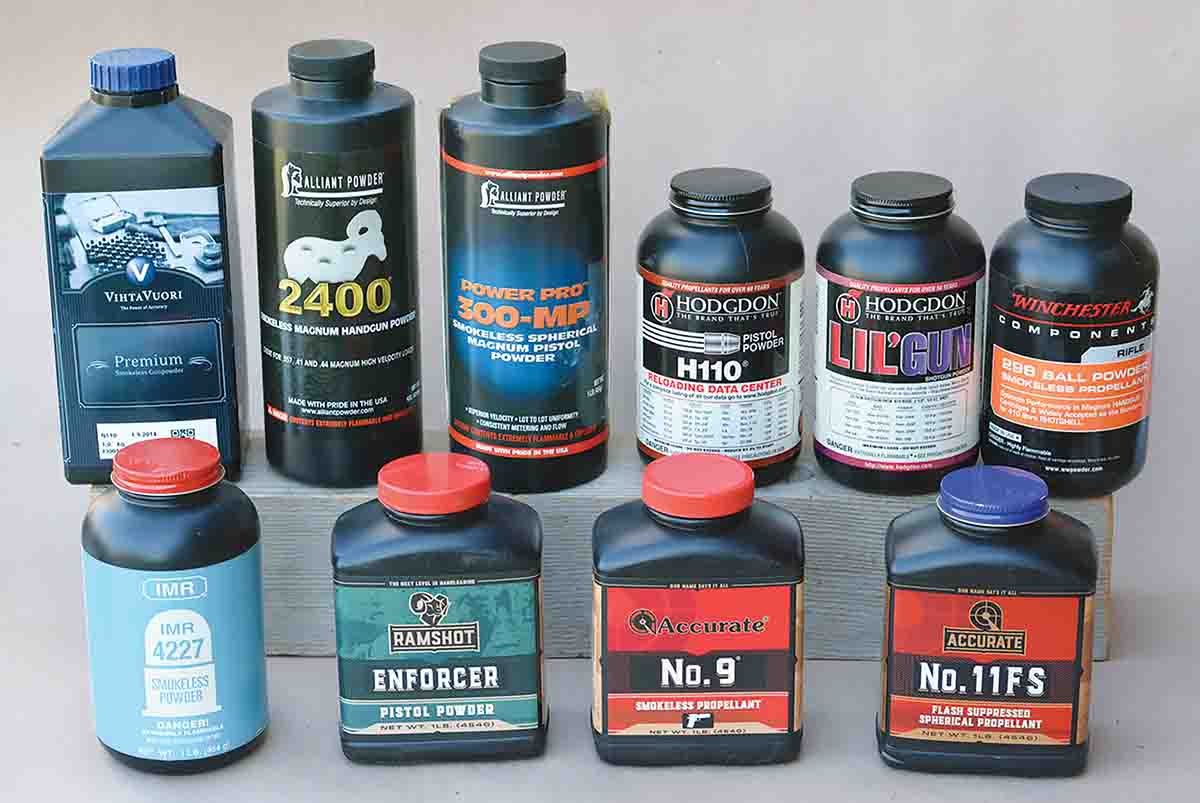 Popular powders commonly used in magnum revolvers gave top performance in the 475 Linebaugh.